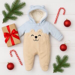 Wonder Nation Baby Bear Fleece Bunting Snowsuit 6–9 Months Hooded Zip